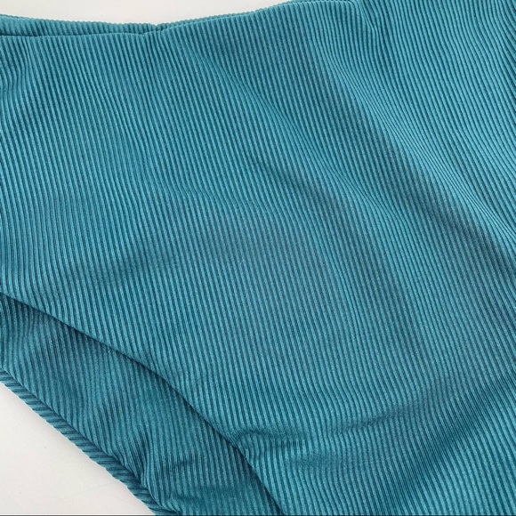 ZAFUL🌺 Square Ribbed Ruched Tankini Swimwear Greenish Blue👙XL - Picture 8 of 10